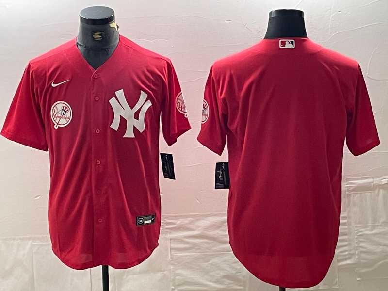 Men's New York Yankees Blank Red Cool Base Stitched Baseball Jersey
